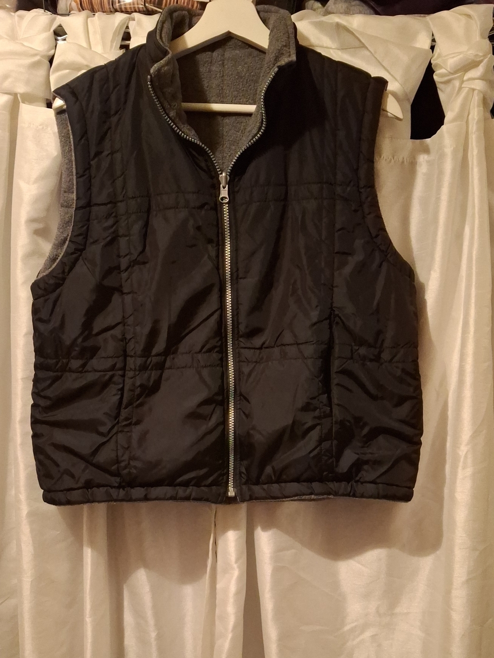 New York & Company Black Reversible Quilted Vest